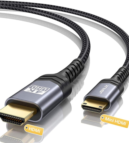 Mini HDMI to HDMI Cable 6FT,  [Aluminum Shell, Braided] High Speed 4K 60Hz HDMI 2.0 Cord, Compatible with Camera, Camcorder, Tablet and Graphics/Video Card, Laptop, Raspberry Pi Zero W -Grey