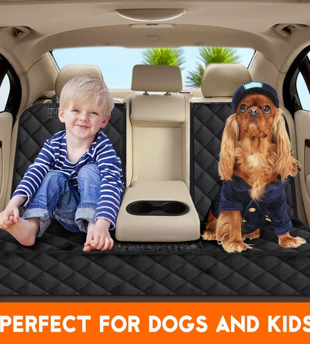 Dog Car Seat Cover, Back Seat Cover for Dogs Pet Car Seat Protector Waterproof Bench Car Seat Cover, Non-Slip Reat Seat Cover Fits Middle Armrest for Most Cars Trucks Suvs - Black
