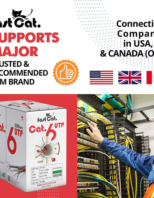 Load image into Gallery viewer, Cat6 Gray Pure Copper Ethernet Cable 1000Ft - 23 AWG, CMR, Insulated Solid Bare Copper Wire Internet Cable with Noise Reducing Cross Separator - 550MHZ / 10 Gigabit Speed UTP LAN Cable
