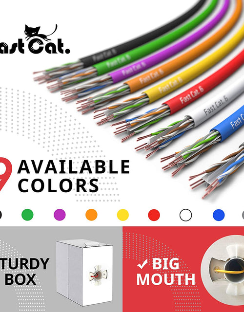 Load image into Gallery viewer, Cat6 Gray Pure Copper Ethernet Cable 1000Ft - 23 AWG, CMR, Insulated Solid Bare Copper Wire Internet Cable with Noise Reducing Cross Separator - 550MHZ / 10 Gigabit Speed UTP LAN Cable
