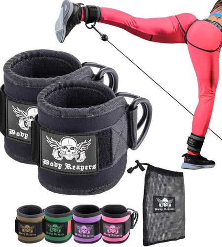 Gym Ankle Strap for Cable Machine (Pair), Adjustable Ankle Straps for Working Out, Neoprene Padded for Glute Kickbacks & Lower Body Exercises, Ankle Cuffs for Men & Women Gym Accessories