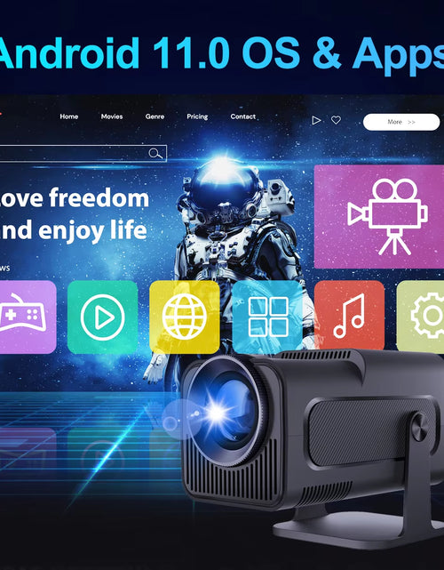 Load image into Gallery viewer, 4K Native 1080P Android 11 Projector 390ANSI HY320 Dual Wifi6 BT5.0 Cinema Outdoor Portable Projetor Upgrated HY300
