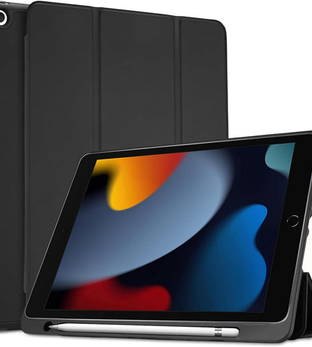 Ipad 10.2 Case (9Th Gen 2021/ 8Th Gen 2020 / 7Th Gen 2019) with Pencil Holder and Soft TPU Back Cover, Slim Steady Stand Protective Case for 10.2" Ipad -Black