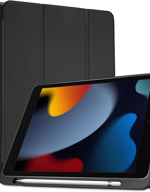 Load image into Gallery viewer, Ipad 10.2 Case (9Th Gen 2021/ 8Th Gen 2020 / 7Th Gen 2019) with Pencil Holder and Soft TPU Back Cover, Slim Steady Stand Protective Case for 10.2" Ipad -Black
