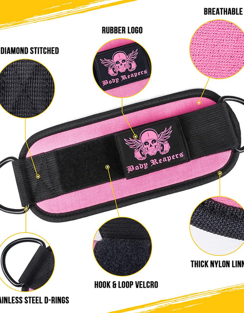 Load image into Gallery viewer, Gym Ankle Strap for Cable Machine (Pair), Adjustable Ankle Straps for Working Out, Neoprene Padded for Glute Kickbacks &amp; Lower Body Exercises, Ankle Cuffs for Men &amp; Women Gym Accessories
