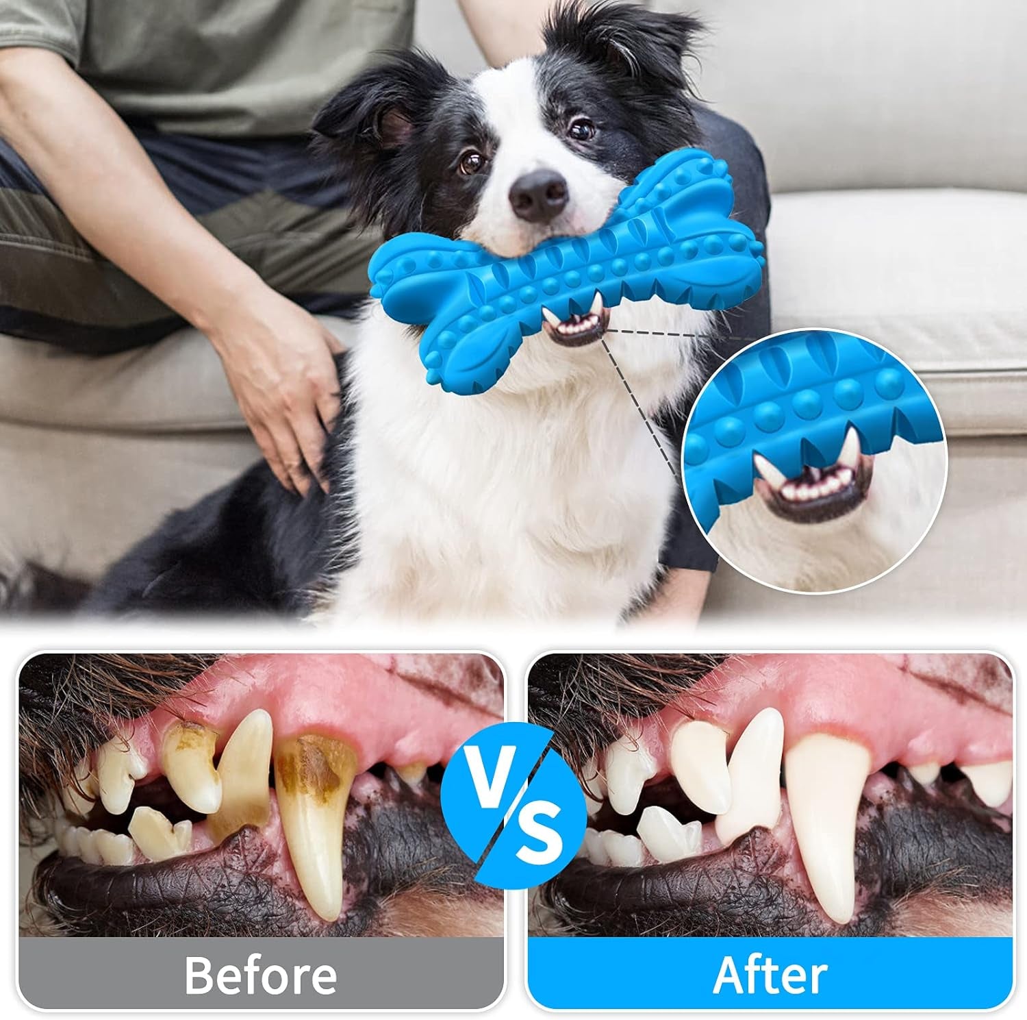 Dog Toys for Aggressive Chewers Large Breed, Durable Dog Chew Toy, Nearly Indestructible Dog Toys for Large Dogs, Tough Natural Rubber Puppy Chew Toys for Medium Dog Teeth Cleaning