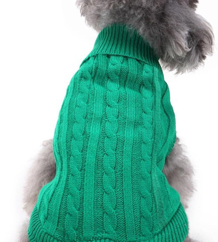 Small Dog Sweaters Knitted Pet Cat Sweater Warm Dog Sweatshirt Dog Winter Clothes Kitten Puppy Sweater (Xx-Small, Green)