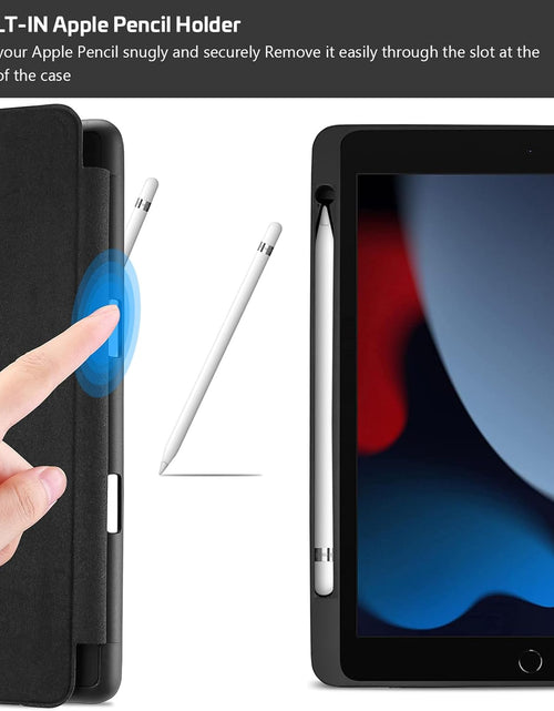 Load image into Gallery viewer, Ipad 10.2 Case (9Th Gen 2021/ 8Th Gen 2020 / 7Th Gen 2019) with Pencil Holder and Soft TPU Back Cover, Slim Steady Stand Protective Case for 10.2" Ipad -Black
