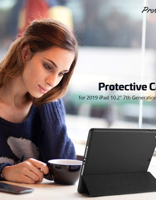 Load image into Gallery viewer, Ipad 10.2 Case (9Th Gen 2021/ 8Th Gen 2020 / 7Th Gen 2019) with Pencil Holder and Soft TPU Back Cover, Slim Steady Stand Protective Case for 10.2" Ipad -Black
